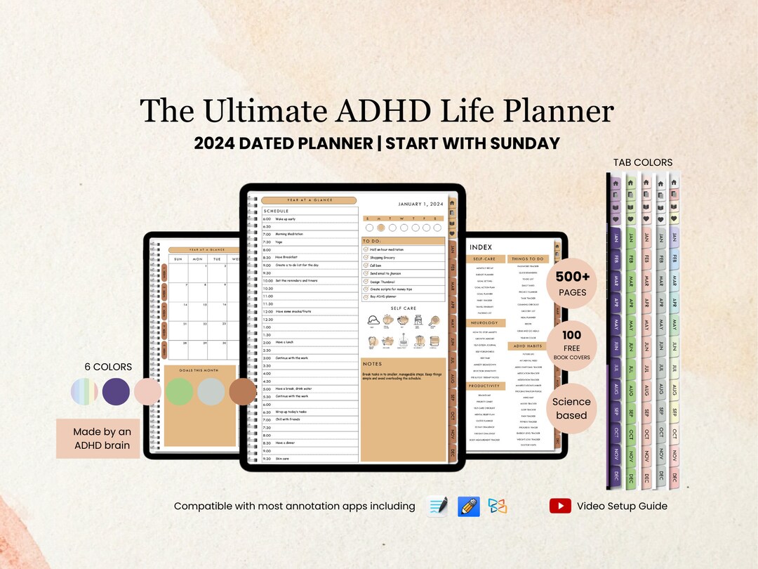 All in One ADHD Digital Planner for Goodnotes, iPad & Android. Adhd ...