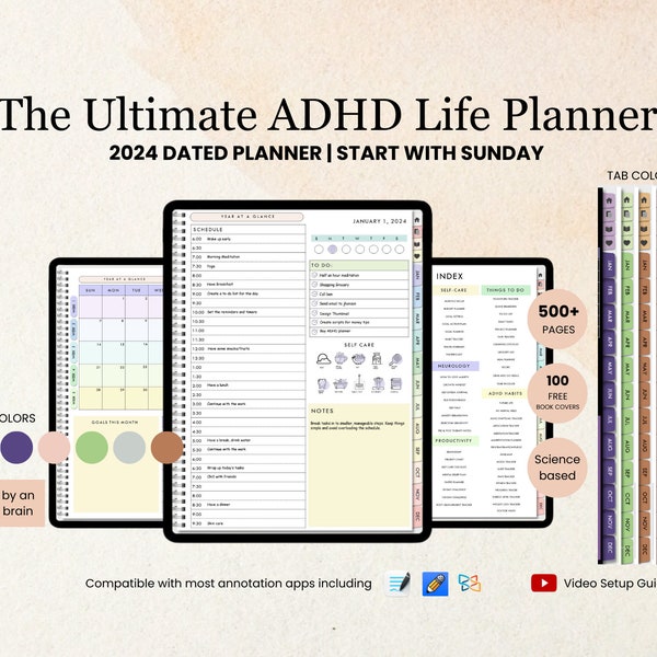 All in One ADHD Digital Planner for Goodnotes, iPad & Android. Adhd Digital Planner, Adult ADHD Daily Planner