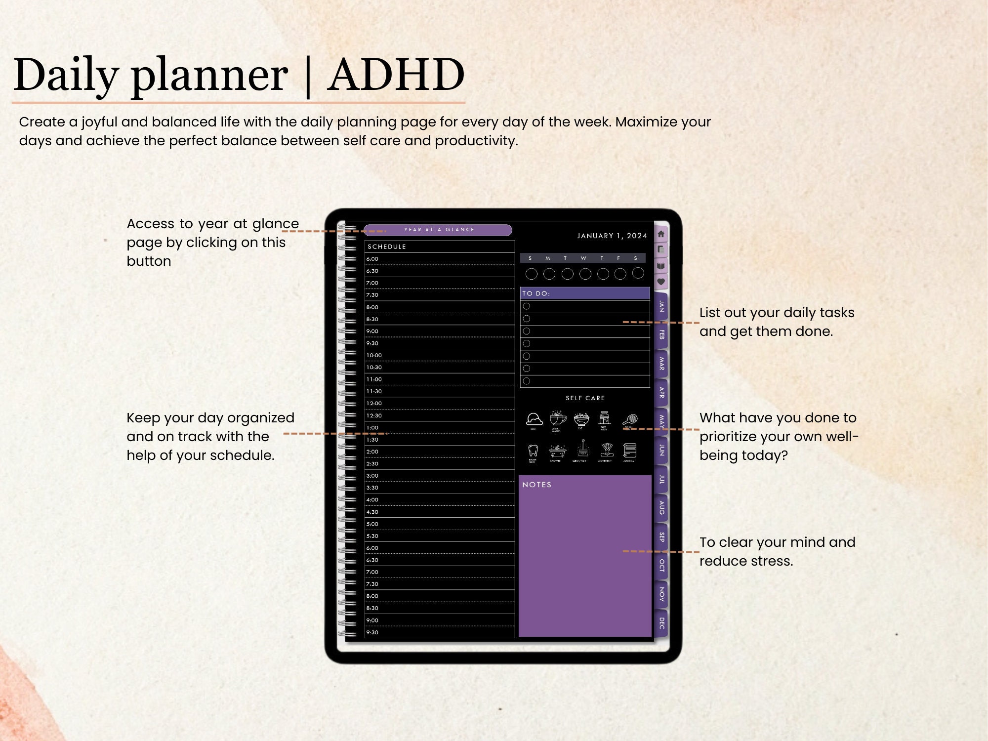 All in One ADHD Digital Planner for Goodnotes, iPad & Android. Adhd ...