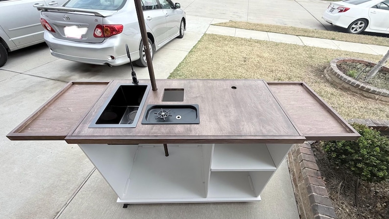 Custom Coffee Cart | Mobile Coffee Bar Cart | Foldable Coffee Station | Event Coffee Cart | Wood Coffee Cart | Portable Coffee Stand imagen 8