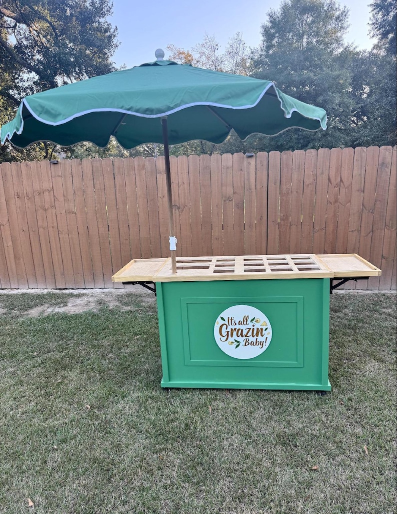 Custom Snack Cart | Charcuterie cart | Foldable Wooden Event Cart | Coffee & Pancake Cart | Mobile Display with Wheels | Best Sell image 4