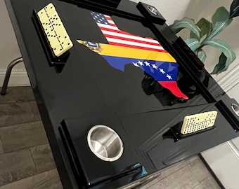 Custom Domino Table with Resin & Wood | Personalized Caribbean Game Table | Handmade Gift