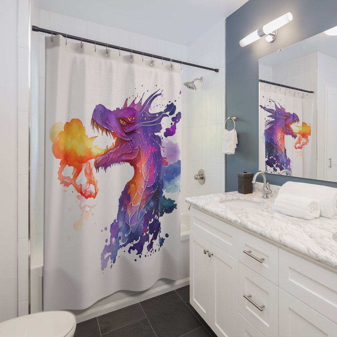 Mythical Creature Shower Curtain, Mythical Decor, Mythical Dragon Bathroom Decor Etsy