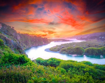 Sonoma Pacific Ocean Coast | Gualala Creek Sunset | Canvas Wall Art |  Gorgeous California Scenic Landscape | Fine Art Photography