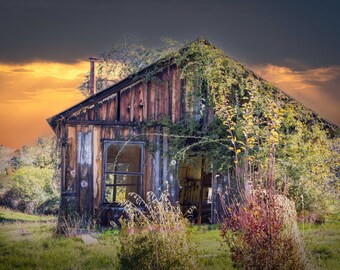 California Sunrise Shack, Canvas Wall Art, Gold Country Motherlode, Sutter Creek Scenic Landscape,  Fine Art Photography, Canvas, Acrylic