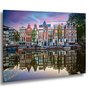 Amsterdam's Iconic Herengracht Canal: Sunrise Landscape Print/Canvas/Acrylic/Metal | Home Office Wall decor