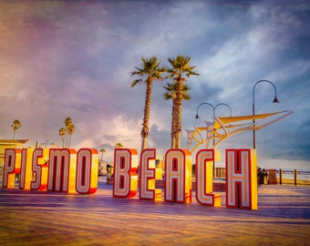 California's Iconic Pismo Beach Sign | California Beach Photography Wall Art Print/Canvas/Acrylic/Metal  Home, Office Fine Art Palm Trees