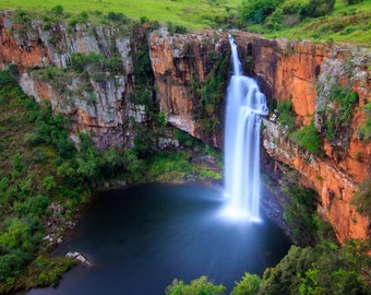 Waterfall Fine Art Photo | Canvas Wall Art | Berlin Falls, South Africa Scenic Landscape - home decor, wall decor, paper, canvas, acrylic