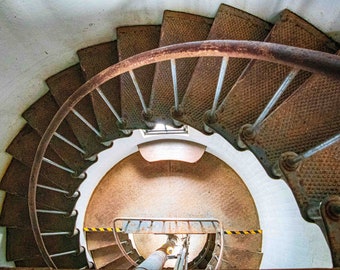 Point Arena Lighthouse Stairs | Canvas Wall Art |  California Pacific Ocean Scenic Landscape | home art, wall decor | paper, canvas, acrylic