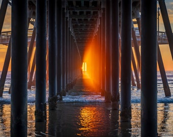 California's Iconic Pismo Beach Pier at Sunset #3 | Beach Photography Wall Art Print/Canvas/Acrylic/Metal  Home, Office Fine Art