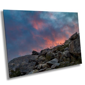 Joshua Tree Fiery Sunset. California National Park Vivid Landscape, Canvas Wall Art, Fine Art Photography home, office decor