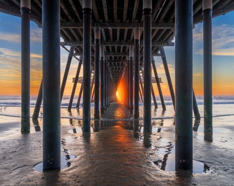 California's Iconic Pismo Beach Pier at Sunset #1 | Beach Photography Wall Art Print/Canvas/Acrylic/Metal  Home, Office Fine Art