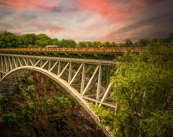 Victoria Falls Bridge | Canvas Wall Art | Scenic African Landscape - home art decor, wall decor, interior design | paper, canvas, acrylic