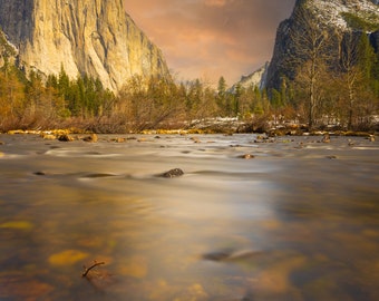 Yosemite Valley Photo, Merced River Dreams Print Wall Art,  Half Dome fine Art, California Sunrise Photo Print, Yosemite National Park Print