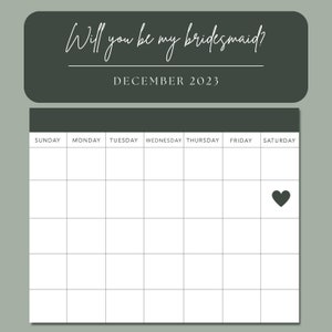Bridesmaid Proposal Custom Proposal - Bridesmaid Calendar - Customizable Bridesmaid Proposal Calendar