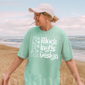 Comfort Colors Island Reef Tshirt Mockup, Front of Island Reef C1717 Beach Mock-up, Outdoor Lifestyle Trendy Mocks, 1717 Beach Mock Ups