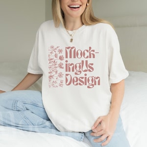 White Tshirt Mockup, Comfort Colors C1717 White Tee Mock-up, Oversized White Shirt Trendy Aesthetic, Simple Professional Mock Up Real Model