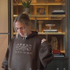 Gildan 18500 Dark Chocolate Mockup, Back of Hoodie Oversized, High-End Fashion Aesthetic, Y2K Streetwear, Gildan Hoodie Dark Chocolate Mock