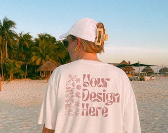 Comfort Colors 1717 White Tshirt Back Real Person | C1717 Beach Bachelorette