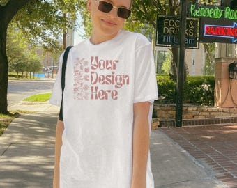 Gildan 64000 White Tshirt Real Woman | G64000 Oversized Outdoor Lifestyle
