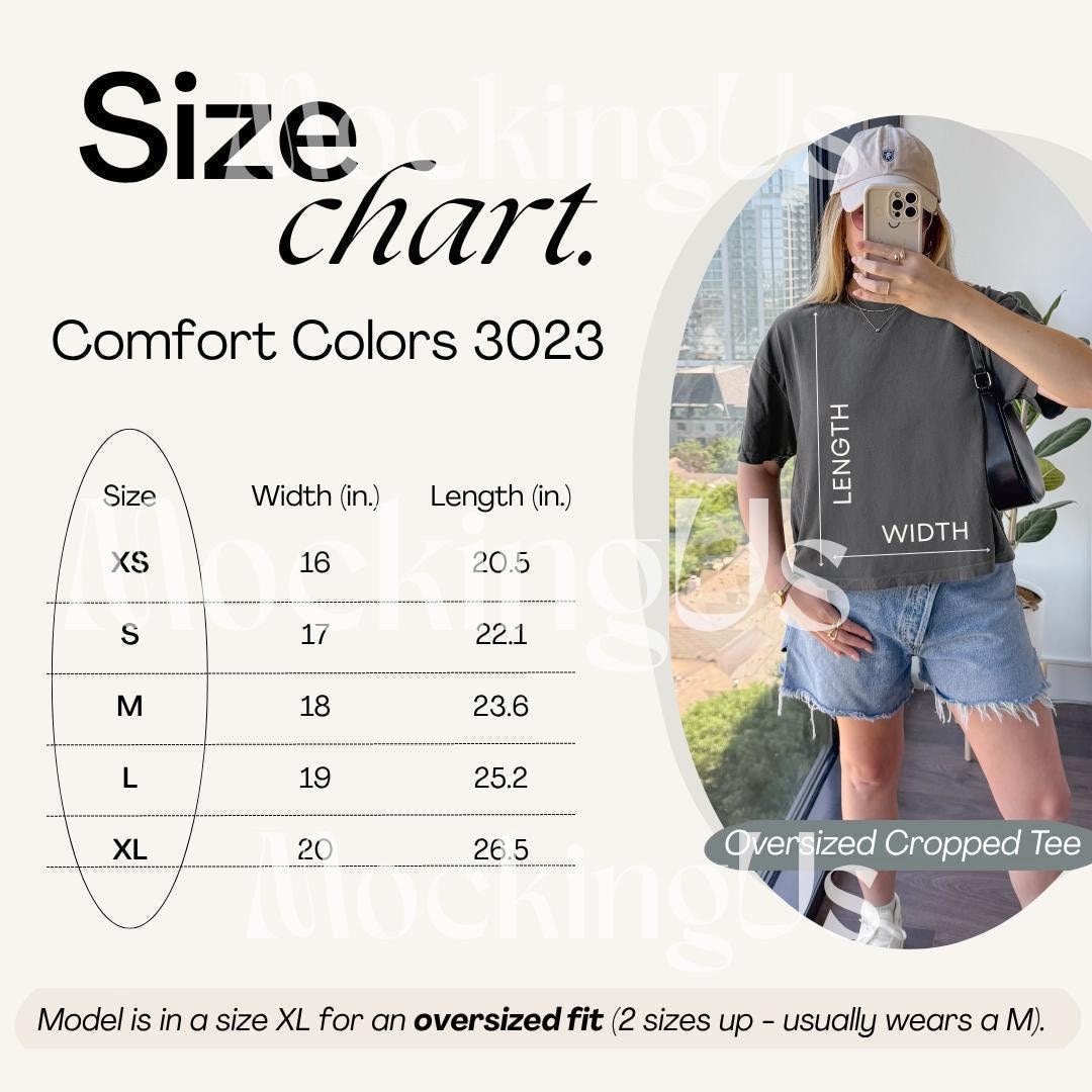 Comfort Colors 3023 Size Chart Cropped Boxy Tee Sizing Guide C3023