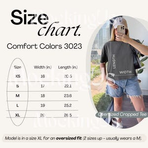 Comfort Colors 3023 Size Chart Cropped Boxy Tee Sizing Guide C3023 3023CL Table