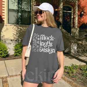 Gildan 64000 Charcoal Tshirt Lifestyle Mockup, G640 Charcoal Mock-up Real Model, Oversized Gildan Soft Style Shirt Mock Outdoor Nature Mocks
