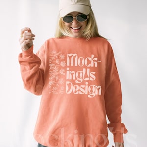 Comfort Colors 1566 Front Mockup - Terracotta CC1566 Sweatshirt, Real Person, Simple Studio Mock up