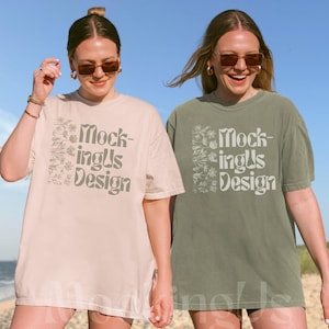 Ivory Moss Bachelorette Mockup Comfort Colors C1717, Two People Mockup Ivory Moss Mockup 1717, Double Mockup CC1717 Friends Mock Bach Mockup