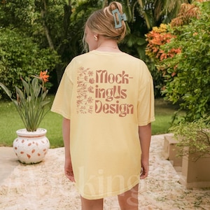 Comfort Colors Banana Shirt Mockup, Back of Banana 1717, C1717 Beach Mock-up, Banana Tshirt Mock, Oversized Trendy Outdoor Real Model Mock