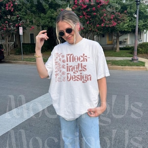 Comfort Colors 1717 wit T-shirtmodel | Oversized C1717 echt model buiten