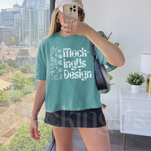 Camiseta Comfort Colors 3023 Chalky Mint (modelo real) / Camiseta holgada extragrande