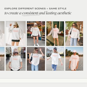 The image is a collage of various photos featuring a person wearing a white shirt with the word "MOCKKIND" printed on it. The person is shown in different settings, such as walking down a street, standing in front of a building, and posing in front of a palm tree. The collage includes multiple photos of the person wearing the "MOCKKIND" shirt, showcasing different styles and poses.
