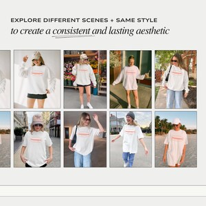 The image is a collage of various photos featuring a person wearing a white shirt with the word "MOCKKIND" printed on it. The person is shown in different settings, such as walking down a street, standing in front of a building, and posing in front of a palm tree. The collage includes multiple photos of the person wearing the "MOCKKIND" shirt, showcasing different styles and poses.