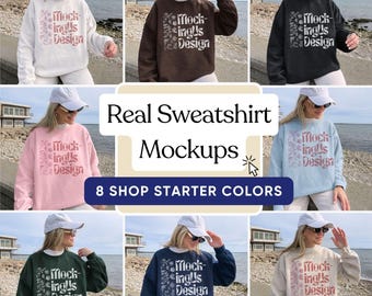 Gildan 18000 Lifestyle Mockups Bundle Real Person Oversized G180 Front Mockup Outdoor Lifestyle