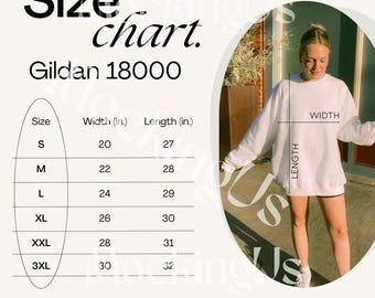 Gildan 18000 Size Chart Oversized Sweatshirt Sizing Guide G18000 Simple Minimalist POD Shop Tool