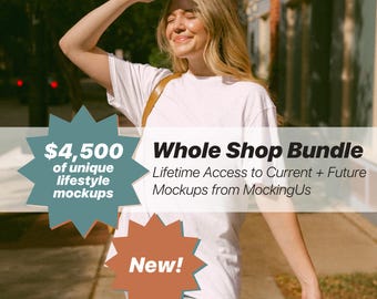 Whole Shop Mockup Bundle – Lifestyle Mock-ups, Real Model, Lifetime Access, Future Collection