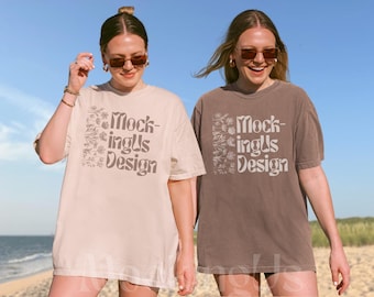 Mockup Bachelorette Comfort Colors C1717, Mockup Due Persone Avorio Espresso Mockup 1717 Mockup Due Magliette CC1717 Mockup Bachelor Mockup Amici Mock
