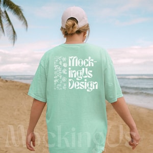 Comfort Colors Island Reef C1717 Mockup, Back of Island Reef Beach Mock-up, Outdoor Lifestyle Trendy Mocks, 1717 Tropical Mock Ups