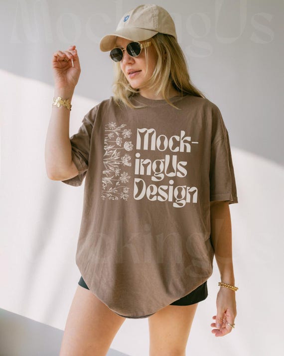 Comfort Colors 1717 Espresso Tshirt Mockup Real Model | C1717 Oversized Minimalist