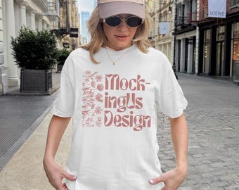 White Tshirt Lifestyle Mockup, C1717 White Mockup Real Person, White 1717 Streetwear Mockup, CC1717 White Shirt Mockup Pinterest Trendy Vibe