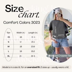 Comfort Colors 3023 Oversized Size Chart | Cropped Tee Size Chart | 3023CL Boxy Tee Size Chart | Trendy C3023 Sizing Chart