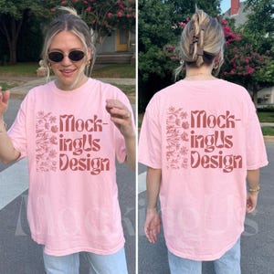 Comfort Colors 1717 Blossom Mockup Front Back | Real Model C1717 Lifestyle Mock