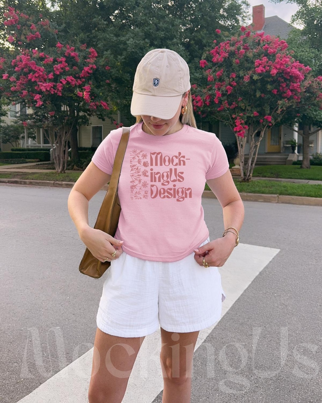 Gildan 5000B Light Pink Baby Tee Mockup | Real Model Crop Top Mock ...