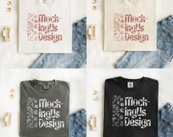 Comfort Colors 1717 Flat Lay Mockup Bundle, gefaltete Mock-Ups (digitaler Download)