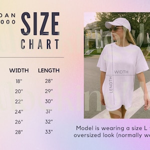 Tabla de tallas Gildan 5000, Guía de tallas G5000, Tablas de camisetas unisex, Estética moderna, Colorida, Talla extragrande para camiseta de algodón grueso G500L