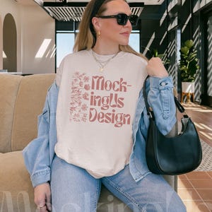 Ivory Comfort Colors C1717 Mockup | Streetwear Aesthetic Mock | Oversized Tshirt Mock-up | 1717 Lifestyle Mock Up Ivory | Front of TShirt