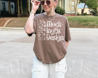 Comfort Colors 1717 Espresso T-Shirt Mockup, Oversized Fit – Outdoor Lifestyle, Streetwear Style