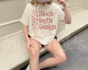 Gildan 5000 Natural TShirt Mockup Trendy, Natural Shirt Mockup Real, Lifestyle Mockup Tshirt, G500 Mockup Streetwear Style, Pinterest Mockup