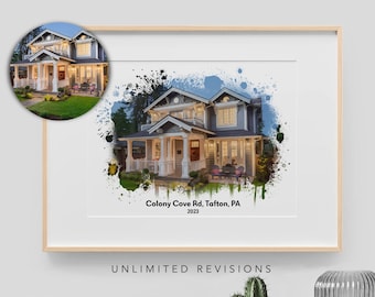 Custom Watercolor House Portraits From Photo House Warming Gift House Drawing Painting Of House Picture Realtor Closing Gift Home Sweet Home